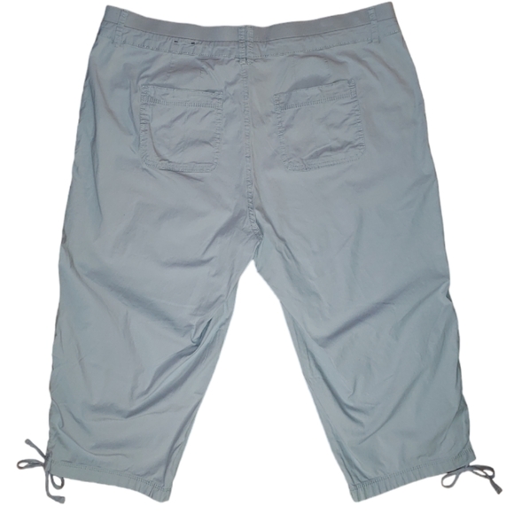 Avenue High Waist Elastic Waistband Drawstring Cinch Legs Gray Cropped Capris 16 - Picture 15 of 16